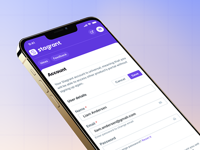 Mobile Account Page for Product Management App account minimal mobile product management purple saas settings user account