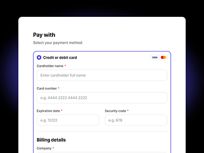 Checkout payment form