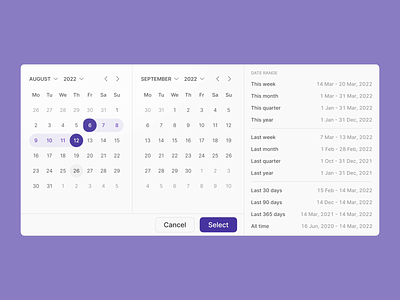 Date Picker with Presets animated calendar date picker date range datepicker dates figma minimal presets ui uxui