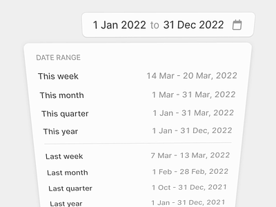 Date Picker Presets Popover animation calendar date picker date picker date range dates figma input minimal popover saas ui uiux uxui web