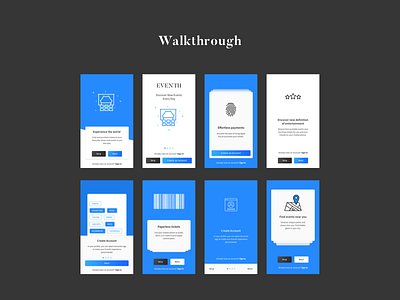 Eventh - Walkthrough app blue clean ios kit onboarding walkthrough