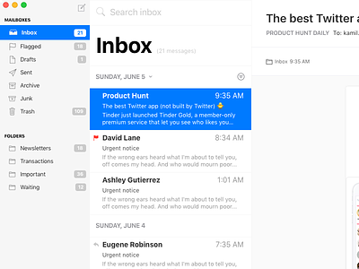 Mail.app Inbox - Email client apple client design email macos mail message minimal