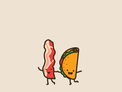 tacos & bacon: best friends bacon cartoon characterdesign characters cute food friend illustration taco vector