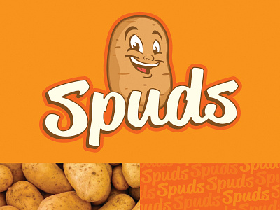 spuds logo character design foodtruck fun graphicdesign illustration logo logodesign potato type vector