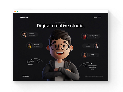 Header Section - Unwrap 🚀 3d animation app art branding design designing dribbble graphic design icons illustration logo motion graphics popular trending typography ui ux vector web