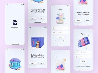 Bi - Banking app design 🔥🙌 3d animation app branding design designing dribbble graphic design icon illustration logo minimal motion graphics popular trending typography ui ux vector web