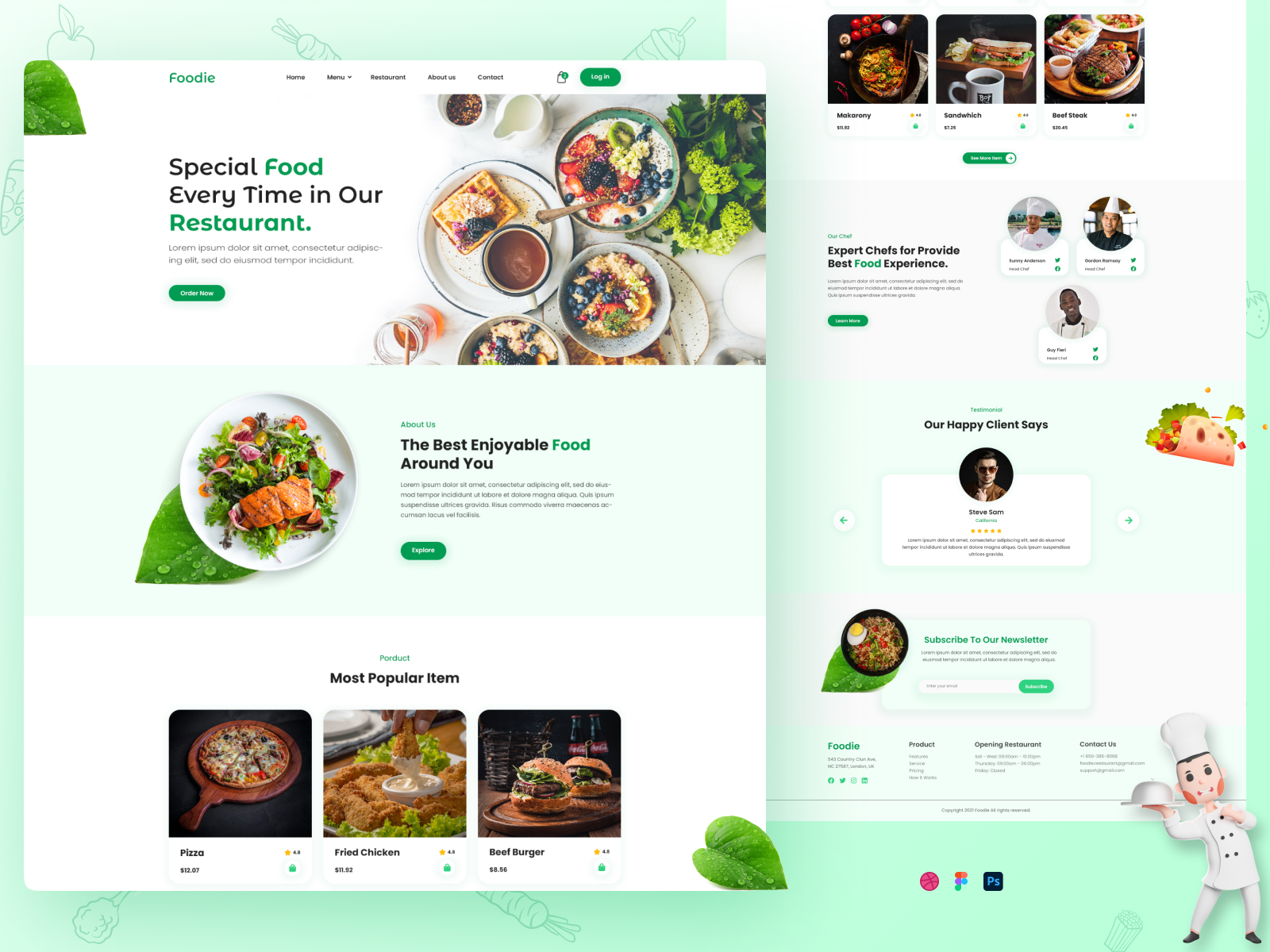 Foodie - Restaurant Landing Page By Tanvir Ahammed Tamim🌟 On Dribbble