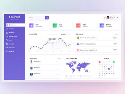 Dashboard for E Learning Platform 3d admin dashboard adobe photoshop adobe xd creative design dashboard design dashboard ui design e learning e learning dashboard education educational admin dashboard figma graph icon learning online course online education ui visual design