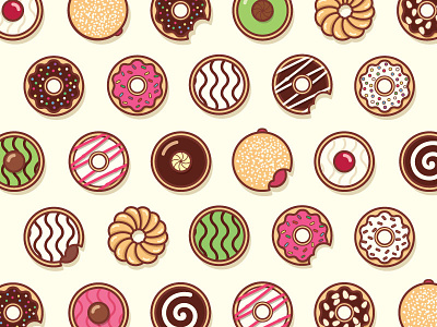 Donut Worry chocolate donut doughnut flat food icon illustration pattern vector