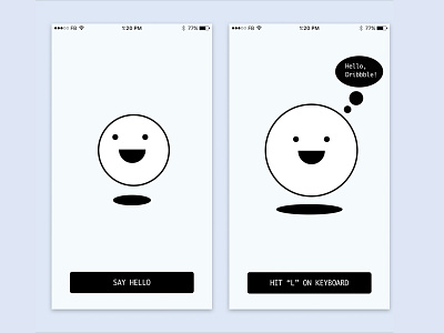 Hello Dribbble app cartoon circle hello simple ui