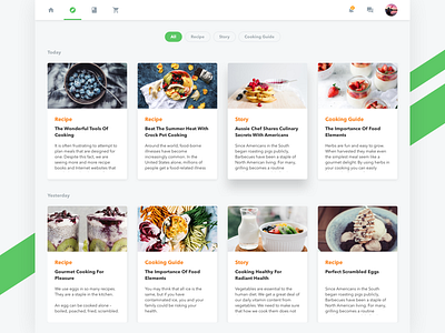 Cooking Portal Blog blog card green shadow sketch soft ui web white