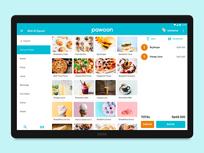 Pawoon POS - Android Tablet App android app card clean tablet ui ux