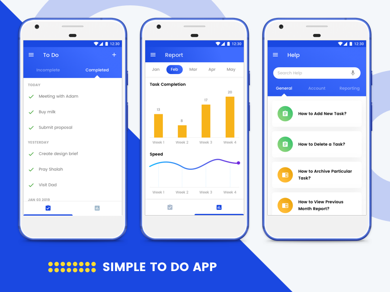 Simple To Do App - To Do, Report, Help graph todos mobile app design app design ux ui