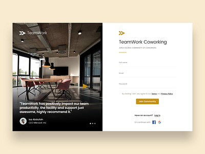 Coworking Space Sign Up