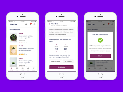 Plant Tracker App app clean ios iot mobile purple ui ux white