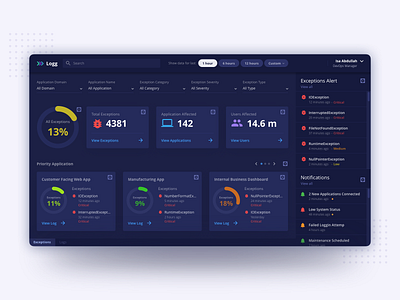 Exceptions and Log Dashboard