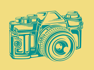 Vintage Professional Camera artwork branding camera design graphic design icon illustration line art vector
