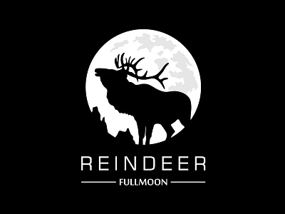 Reindeer illustration logo artwork awesome black branding deer design graphic design icon illustration isolated logo moon reindeer vector