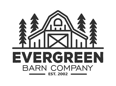 Evergreen Barn Logo artwork barn branding business company creative design evergreen graphic design icon illustration logo pine wood vector