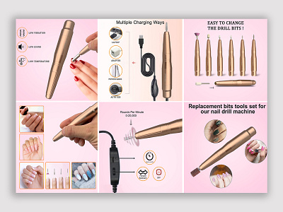 Product listing for amazon nail drill amazon product art artwork branding coloring design digital illustration ebay product graphic design illustration infographics logo nail drill nail drill product product design product listing product manipulation product presentation ui vector