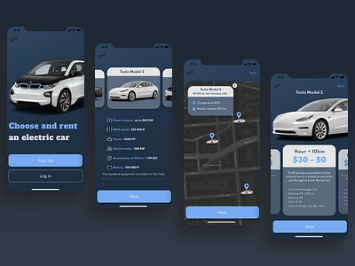 Electric car rental app app branding design ui ux ux website webdisigne web