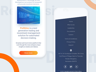 Responsive layouts for Pattern Effects - 2 artificial intelligence business design finance footer orange rwd scroll website