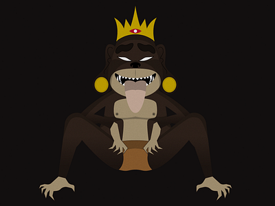 King Ape animal ape beast black crown illustration illustrator king monkey vector white