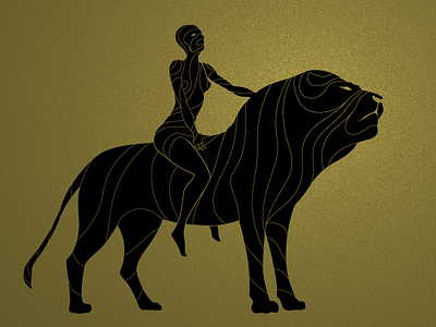 Golden Lion. graphic illustration illustrator lion lioness vector woman