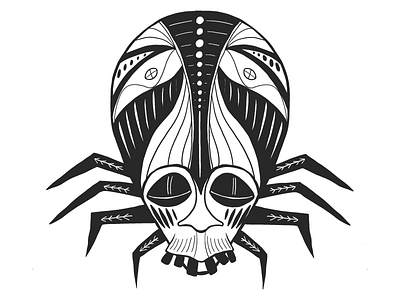 Spider mask african blackandwhite graphic illustration illustrator mask spider vector