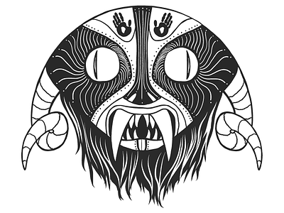 Scarymask african blackandwhite graphic illustration illustrator mask vector