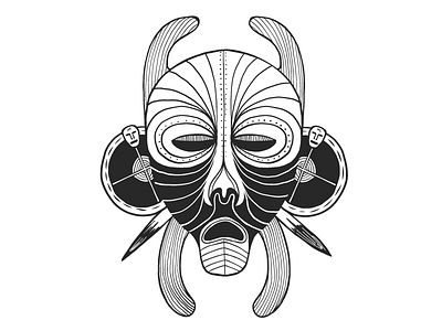 Spiky mask african blackandwhite draw drawing graphic graphic design illustration illustrator mask tribal vector