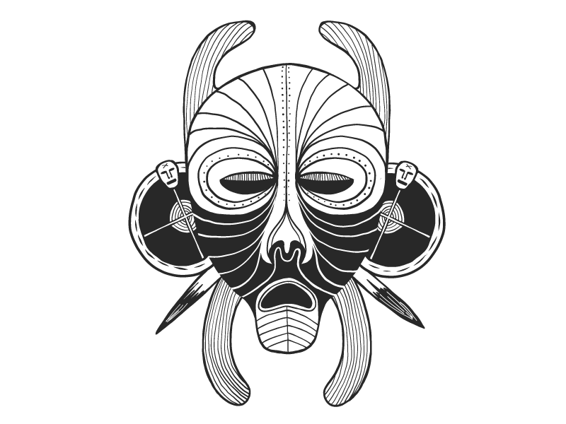 Spiky mask draw drawing blackandwhite mask tribal african graphic design graphic vector illustrator illustration