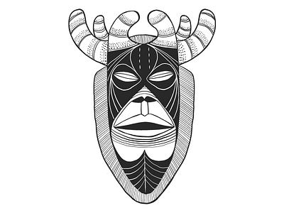 Stag mask african blackandwhite draw drawing graphic graphic design illustration illustrator mask tribal vector