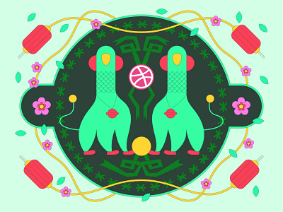 Dribbble Invite ×1 chinese culture design dribbble best shot dribbble invitation dribbble invite dribble shot green illustration invitation invite invite design invite giveaway invites