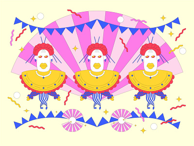 ED WORLD Carnival adobe illustrator carnival celebrate character character design clown costume dance dancers digital illustration dress geisha illustration illustrator mexico pearl pink shell women