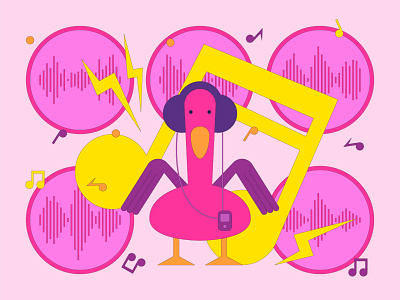 ED WORLD music adobe illustrator animals character character design design digital illustration duck headphone illustration illustrator ipod melody music pink sound wave