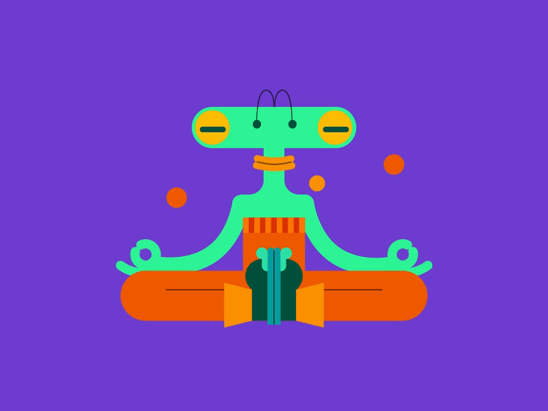 meditation adobe illustrator after effects animals balls breath bubble character character design design digital illustration flow frog illustration illustrator mantis meditation motion design motion graphic peaceful purple