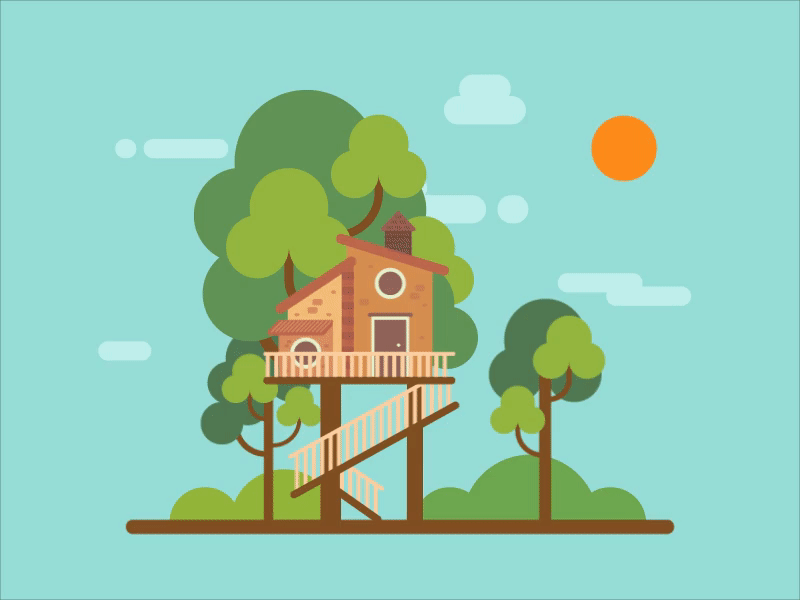 woodhouse adobe illustrator aftereffects animated gif bounce digital illustration forest gif house illustration motion stairs tree villa wood woodhouse