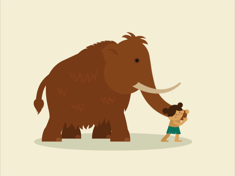 Mammoth and aftereffects ahacta animals character digital illustration gif girl ice age illustration mammoth motion nature play pretend pull smile step by step walking