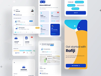 Rafiji (beta version) | Carwash & Laundry Application #1 app application branding card carwash carwash app design illustration laundry laundry app package price package redesign service ui unique unique app design ux