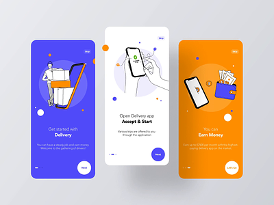BoxedUP | Onboarding - Delivery Driver App animation app application delivery delivery app design driver driver app illustration mobile application motion onboarding redesign ui ux