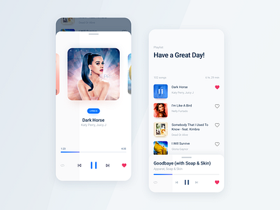 Music app app app design blue clean dailyui light minimal music music player player playlist ui