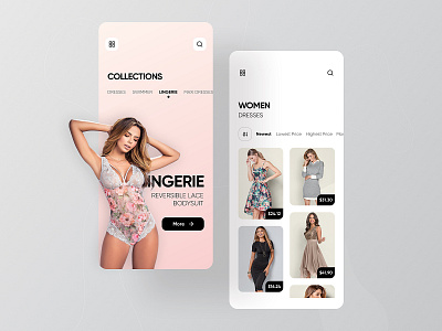 VENUS: Unique Women's Clothing & Swimwear App clothing ecommerce lingerie minimal online shop redesign rondesign service service app shop swimming ui ux