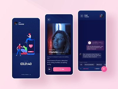 Redesign Dandy (Dating App) app application dandy dark date dating design friend gradient illustration redesign ui ux