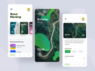 MedMind Interaction abstract animation app card concept interaction meditate meditation minimal motion player product design redesign shape simple smooth ui ux vector wave
