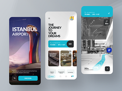 İGA - İstanbul Airport app redesign abstract app ar ar app card design ios minimal navigation redesign ui uiux ux wave