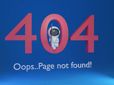 404 Not Found, with fishing astronaut 3d 3d element astronaut cute fishing space web