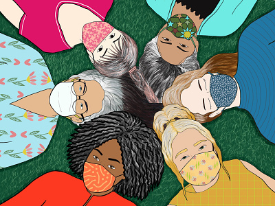 Silver Sisters for The Washington Post diversity editorial illustration illustration inclusion pandemic sisterhood