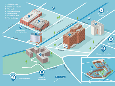 3D University campus map 3d map campus campus map city college illustration isometric map university vector