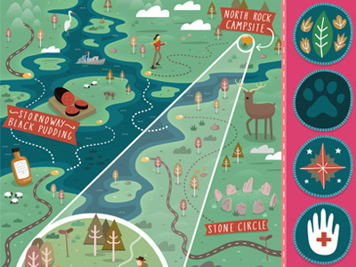 Outer Hebrides Wandering Guide - finished! badges hebrides illustration map nature outdoors scotland